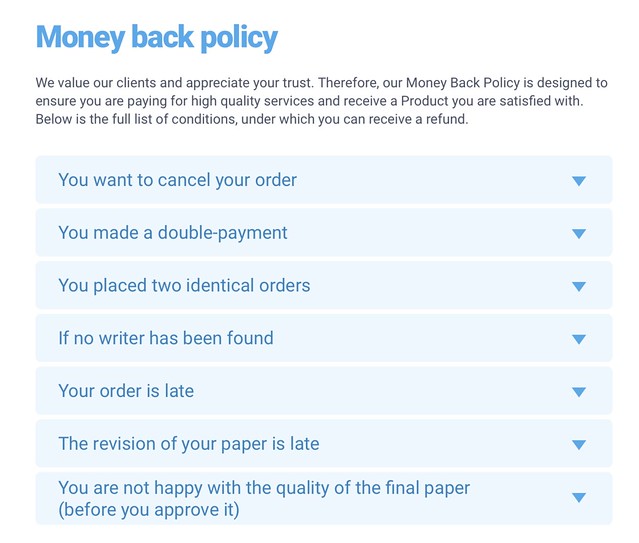 Essaybox.org has a tricky money-back policy.
