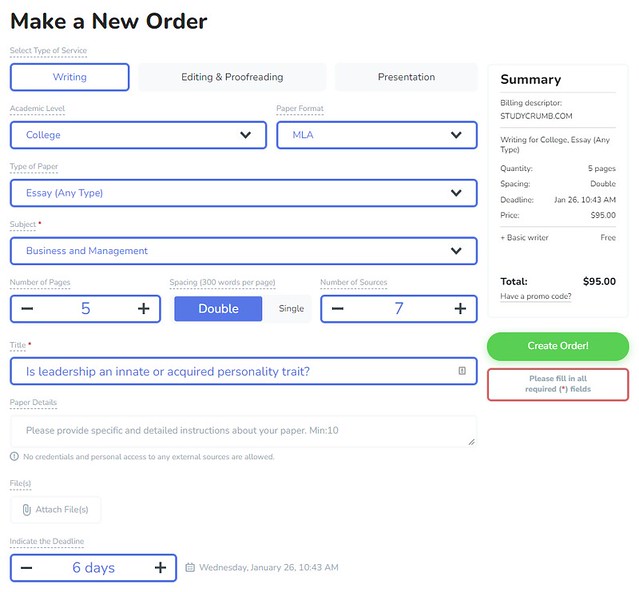 The order process on Studycrumb.com was fast and painless.