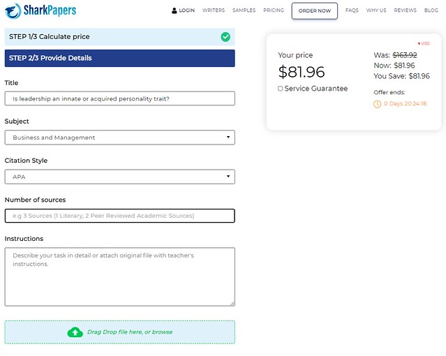 The order form on Sharkpapers.com is pretty standard.