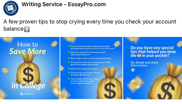 The Facebook account of Essaypro is not popular.