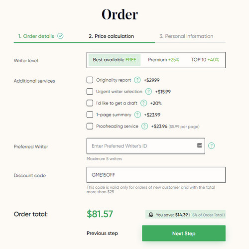 Grabmyessay.com have an online calculator in the order form.