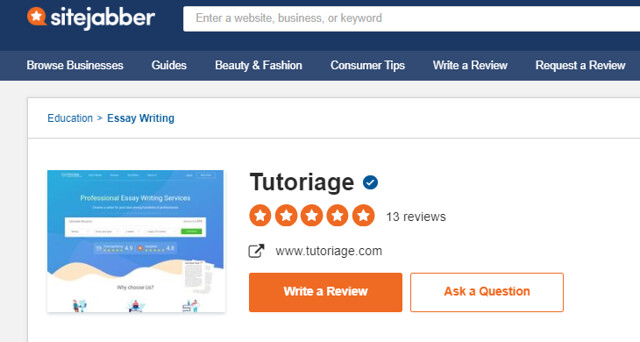 Tutoriage.com reviews on SiteJabber.
